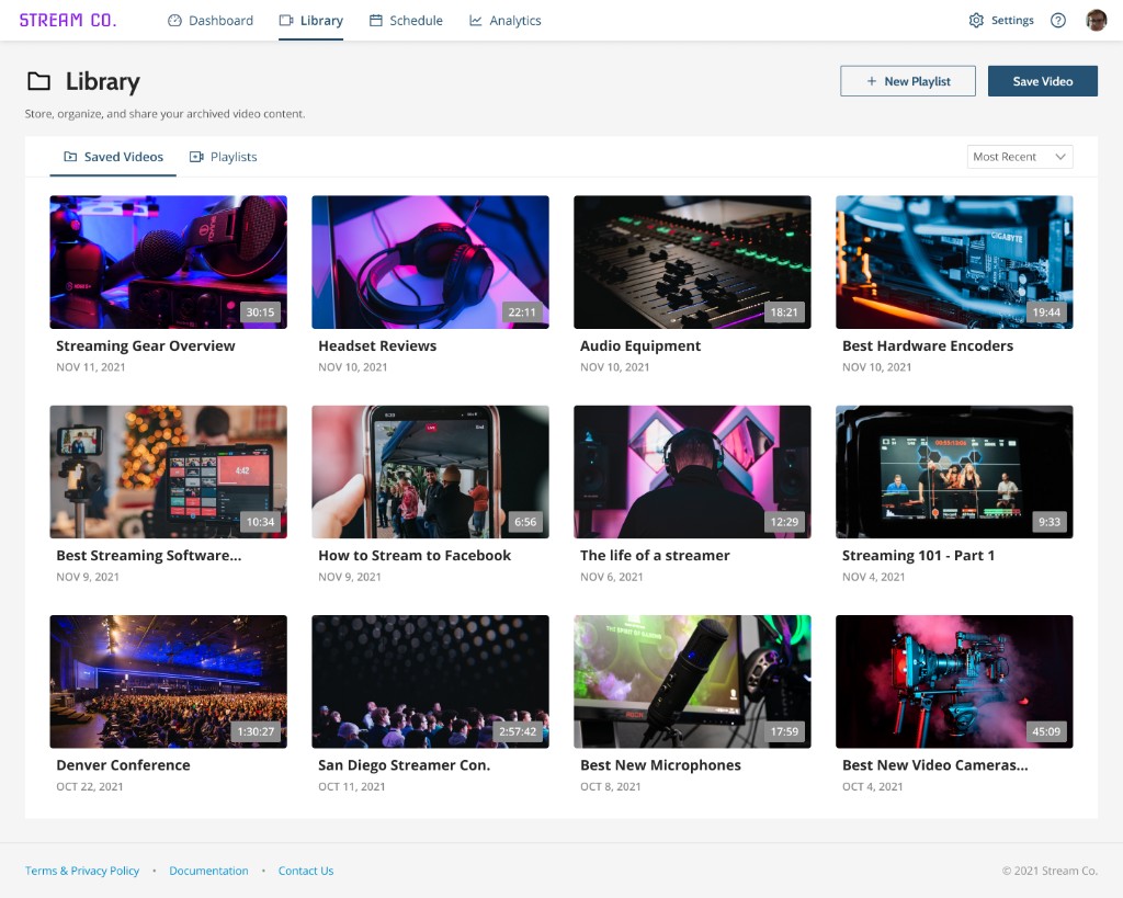 Video library page