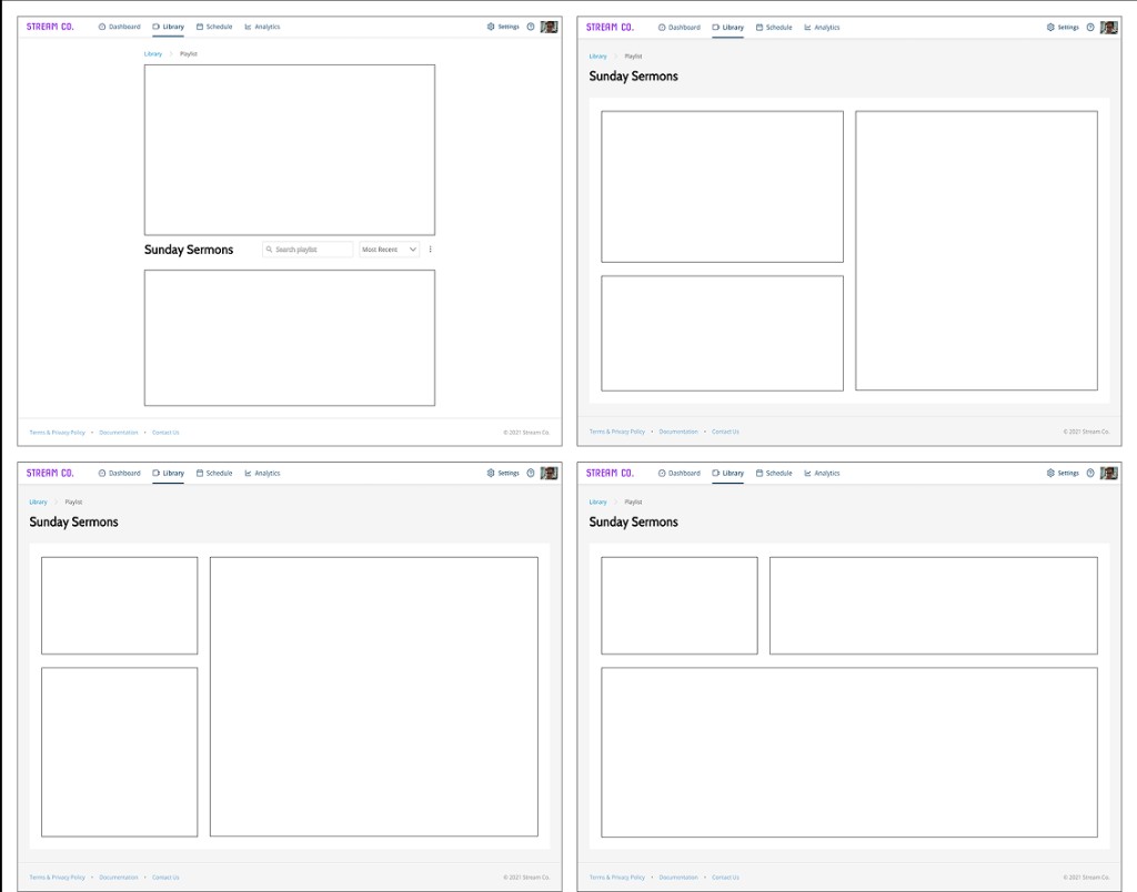 Early platform wireframes